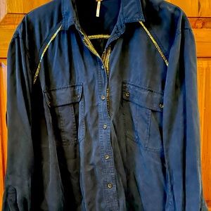 Free people button down with sparkly detailing